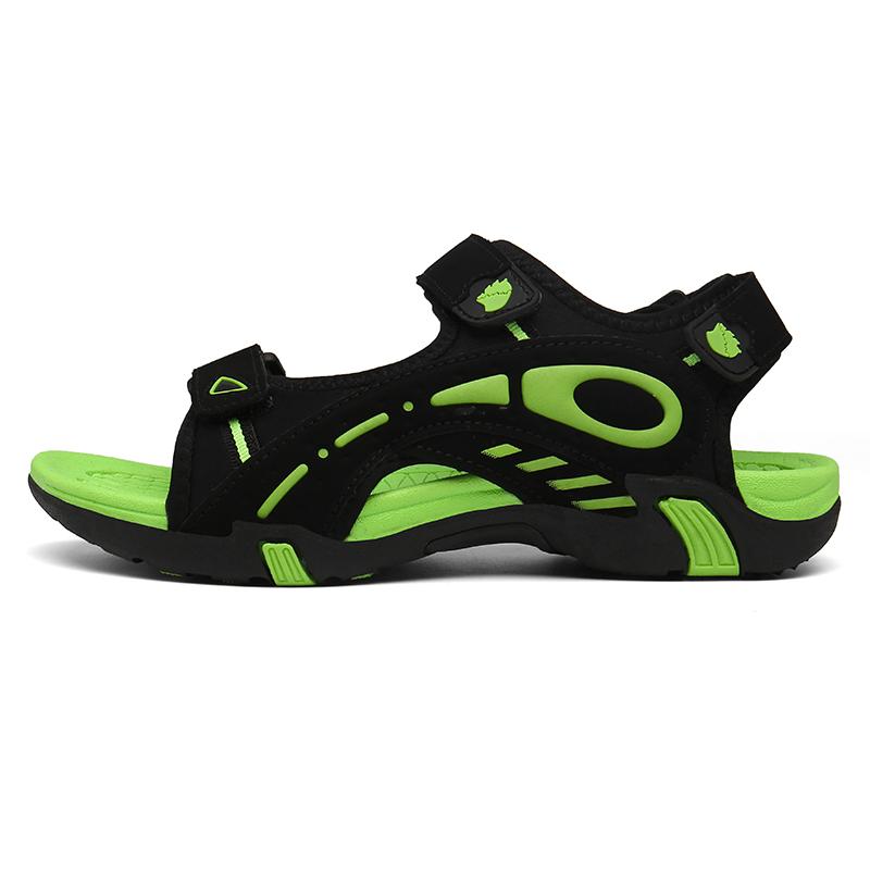 

35-45 Мужская обувь больших размеров, модная, нескользящая и износостойкая, на липучках, для спорта и отдыха, пляжная обувь, сандалии, тапочки 45 флуоресцентный зеленый/чёрный