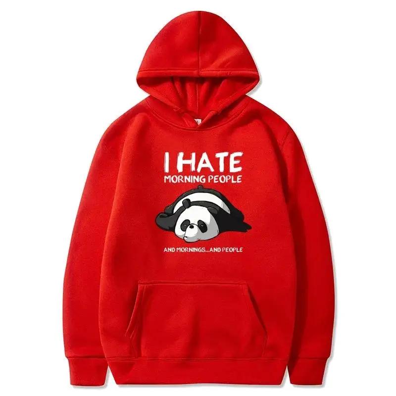 Lazy Panda I Hate Morning People Printed Hoodie Men's and Women's Casual Sports Shirt Harajuku Warm Top Autumn/Winter Hoodie
