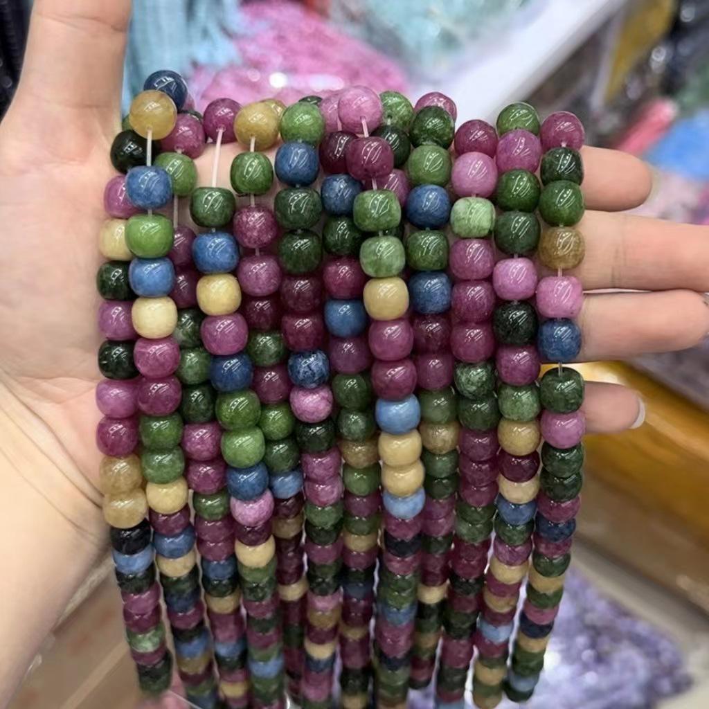 

9x10 Натуральные бусины из халцедона: Многоцветный морганит, турмалин, амазонит, бочкообразные бусины для изготовления украшений своими руками 9*10mm (about 40 beads) per strand