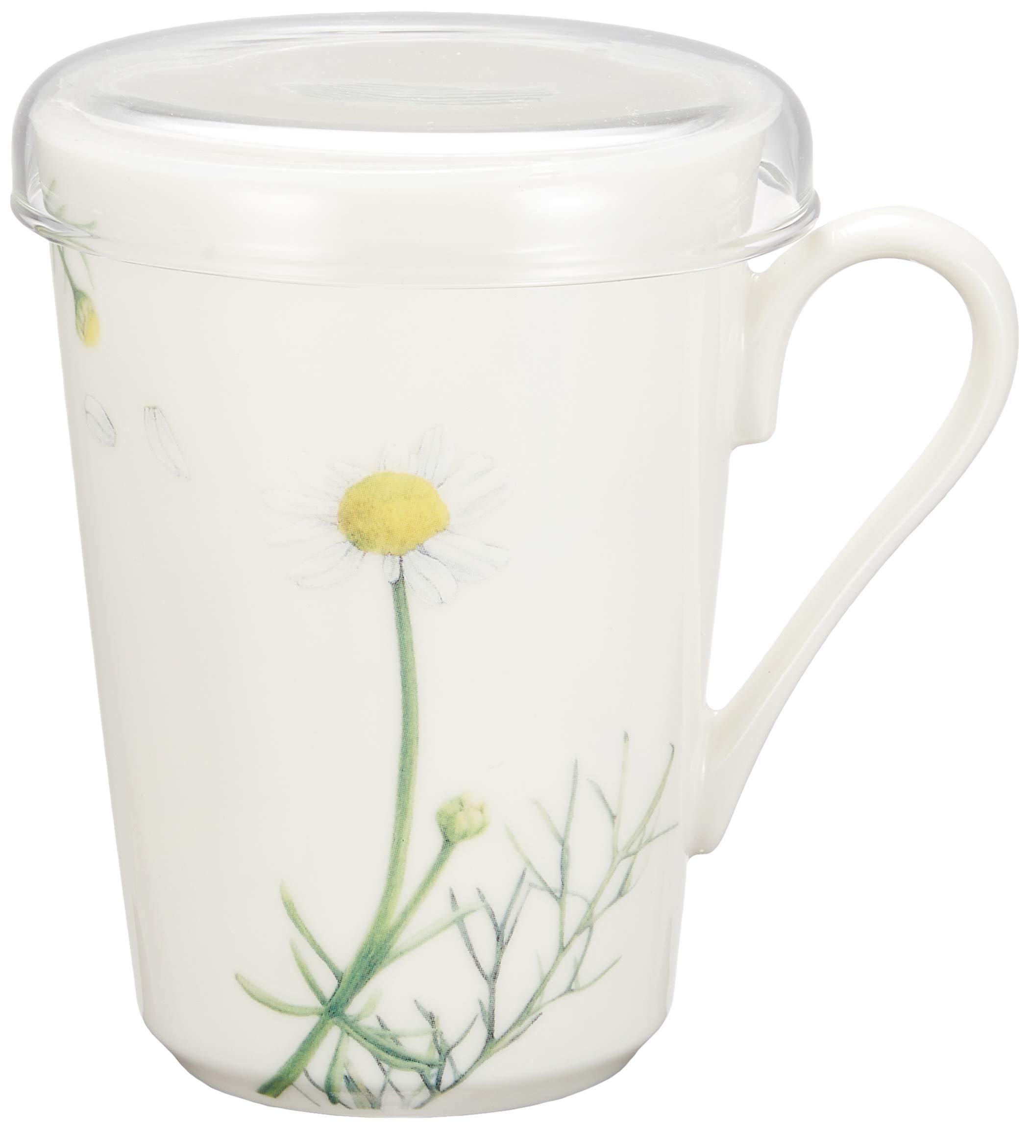 

LA AMYS Two Jours Teamate Mug with Chamomile Pattern, White (with Tea Strainer), AM20-6-12