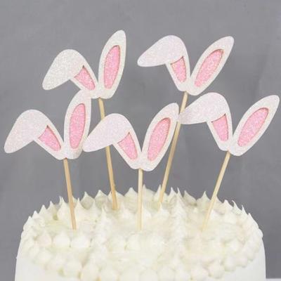 10pcs Cake Cupcake Toppers Plugin Dessert Table Cute Easter Bunny Ears