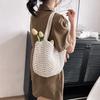 Casual large-capacity cotton thread woven bag, new openwork straw bag, lazy style shoulder bag, vacation beach bag, women's bag