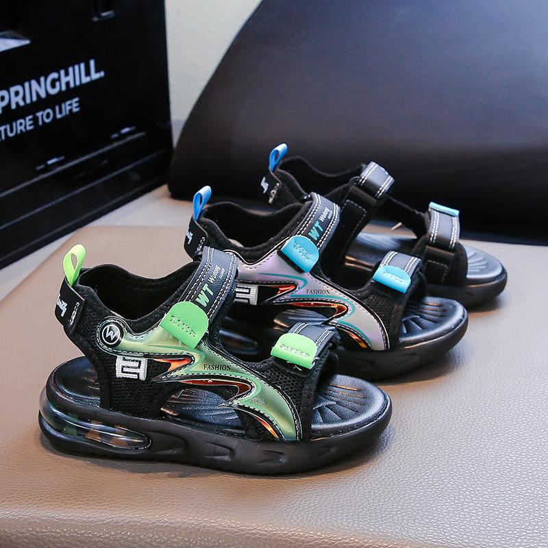 Jungen Strandschuhe Offene Zehen Klettverschluss Kinder Sandalen Rutschfeste Weiche Sohle 2025 Sommer Neu Kinder Mode Schuhe Hübsch Trendig