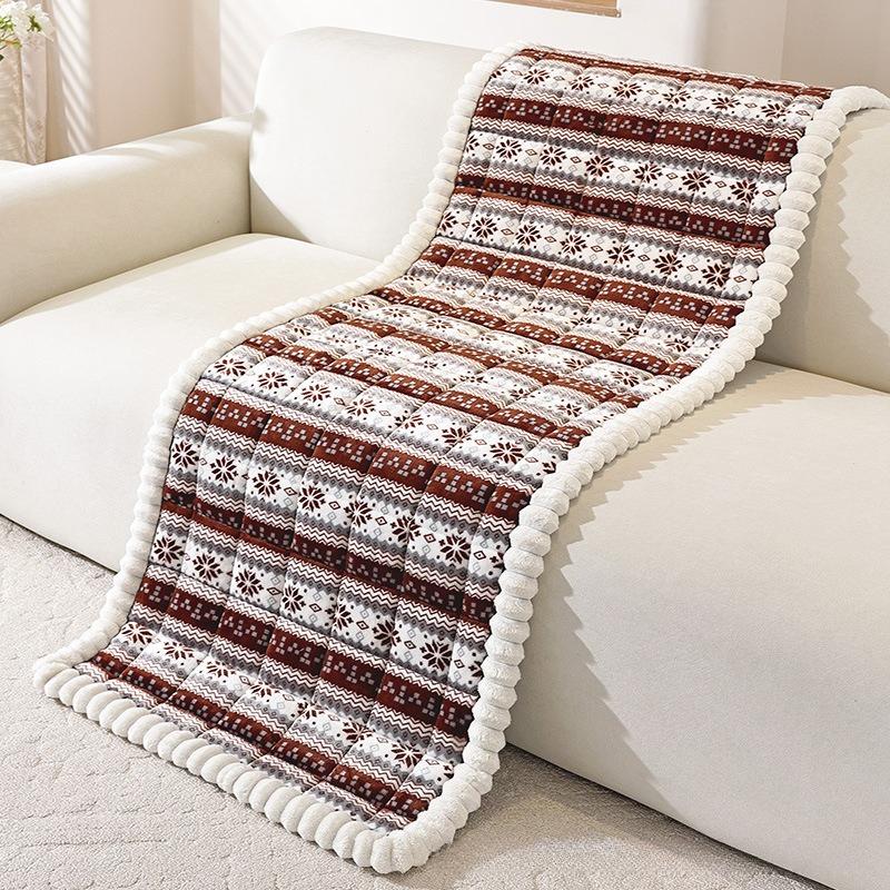 

Winter Simple Thick Plush Anti Slip Sofa Cushions Soft Bread Cushion Snowflake Printing and Dyeing Window Pad Dustproof and warm home protection mat 70x70cm