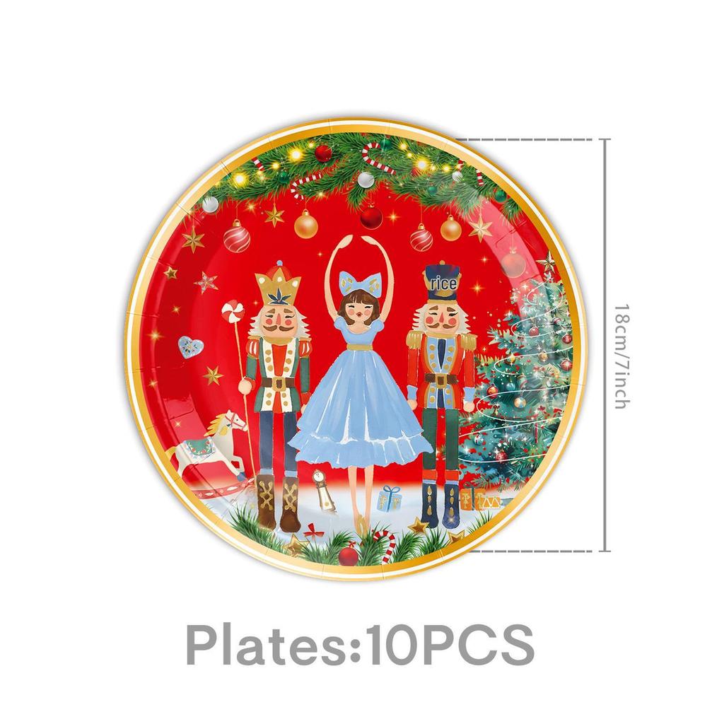 Christmas Theme Children's Party Disposable Tableware Set: Cups, Napkins, Tablecloth, Flags