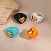 GEMCHIC Women's Colorful Heart Resin Ring with Gold Accent, Adjustable Stainless Steel Fashion Jewelry for Daily Wear
