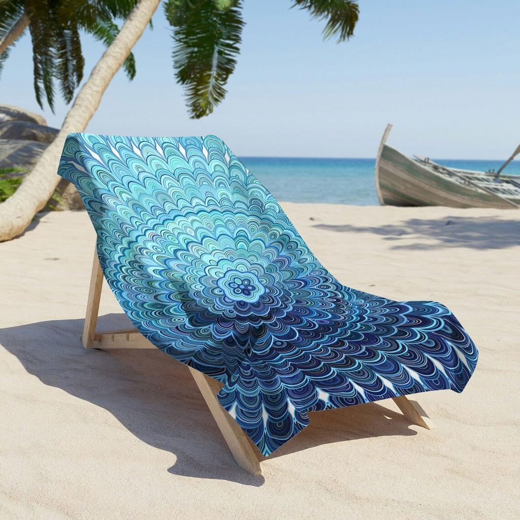 Mandala Design Large Microfiber Beach Towel, Soft Absorbent Sand-Free Ideal Summer Accessory