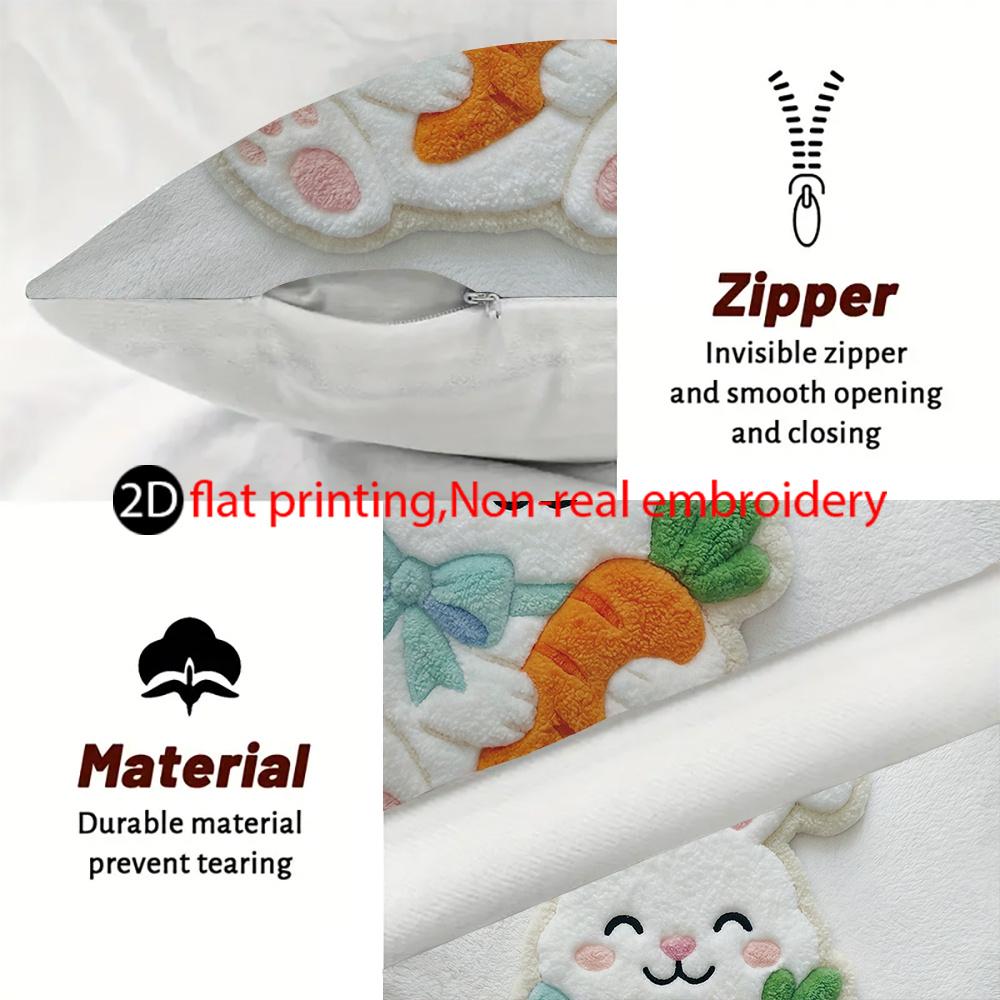 1/4pcs Easter-themed Cute Pillowcase with Bunny Egg and Lamb Designs Sofa Cushion Cover Home Bedroom Room Decoration