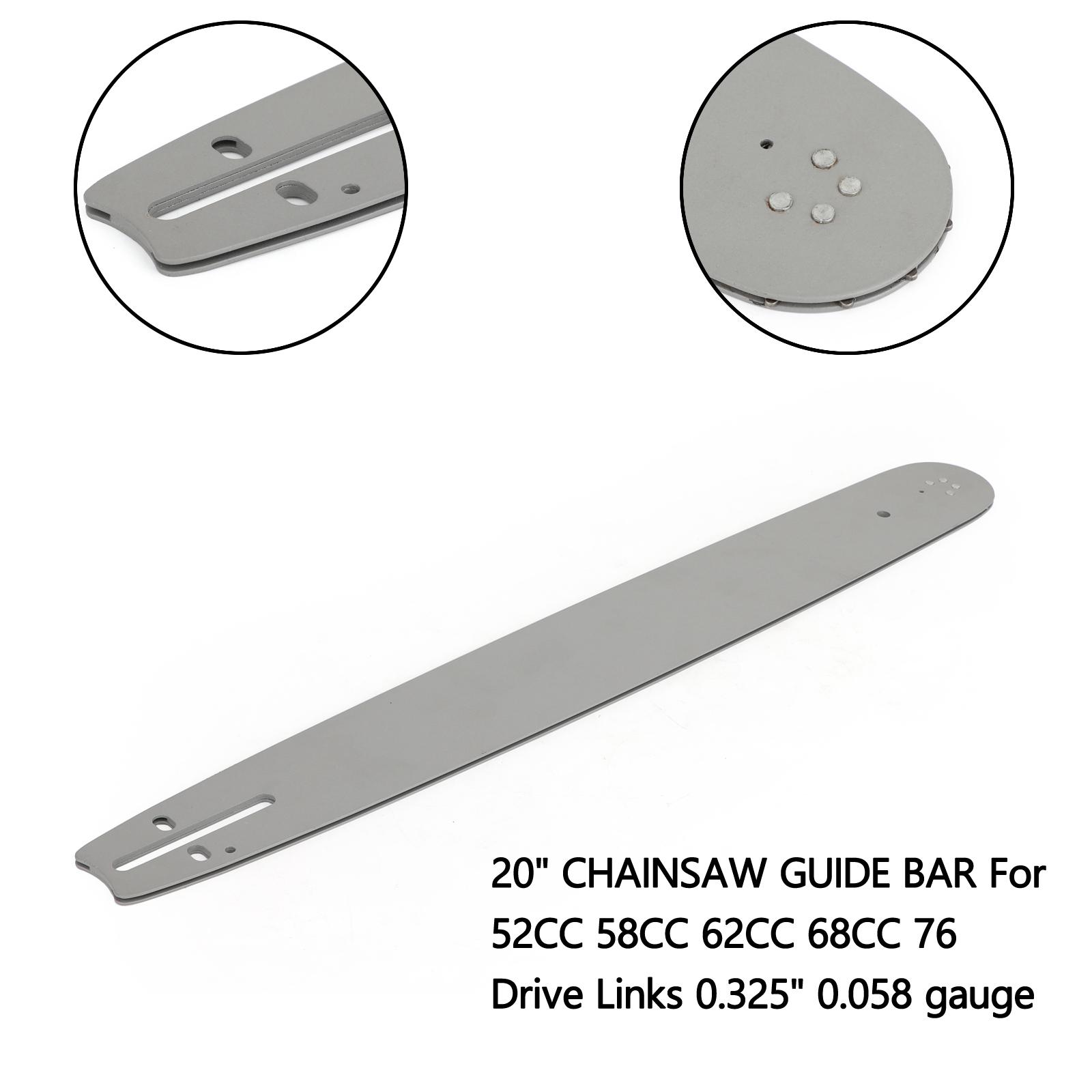 

20 CHAINSAW GUIDE BAR For 52CC 58CC 62CC 68CC 76 Drive Links 0.325 0.058 gauge