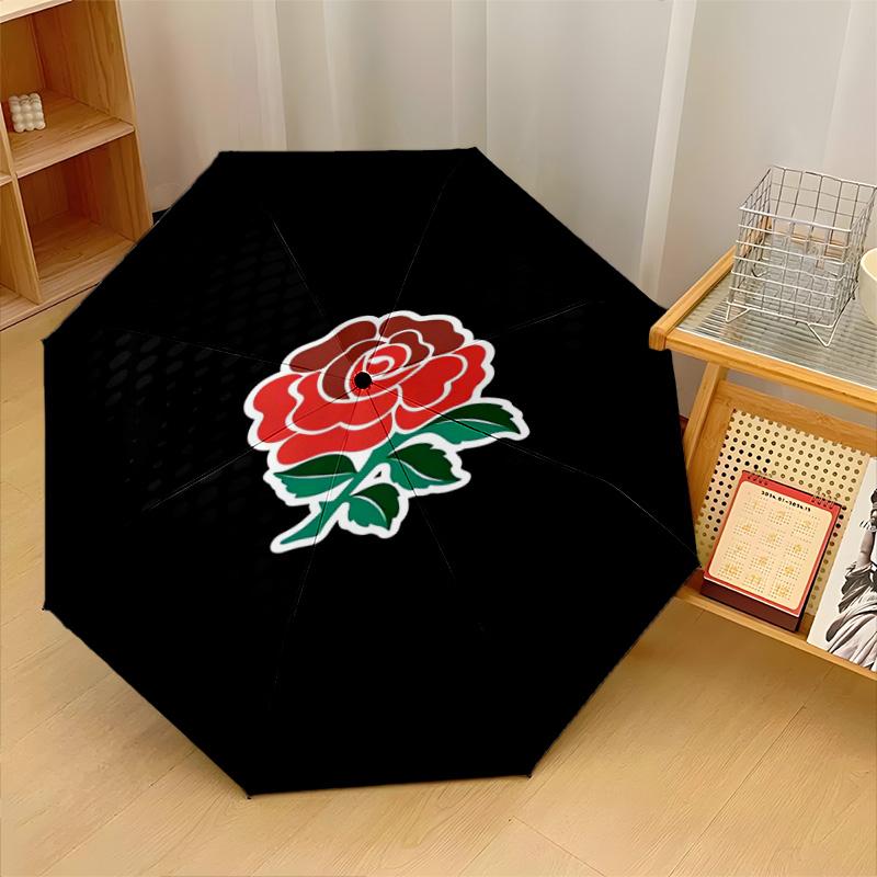 England Rugby Aufdruck Auto 8?Rippen Faltbarer Regenschirm Windbeständig Leicht Automatischer Regenschirm Für Tägliche Reisen