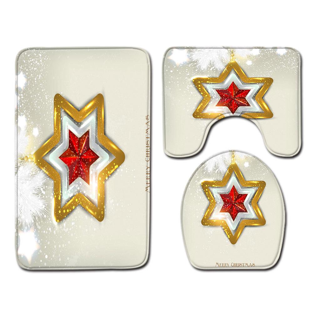 Christmas Bathroom Floor Mat Toilet Three-Piece Set