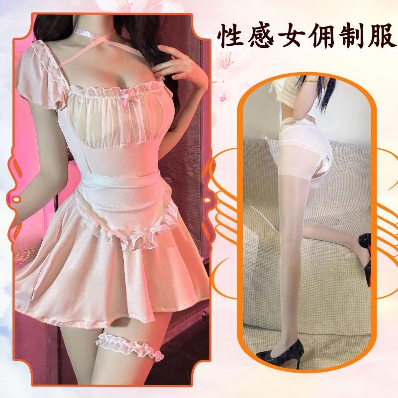 Pure Lust Sexy Bunny Cute Cos Maid Uniform Lace Lace See-through Underwear Short Skirt Seduction Nightdress