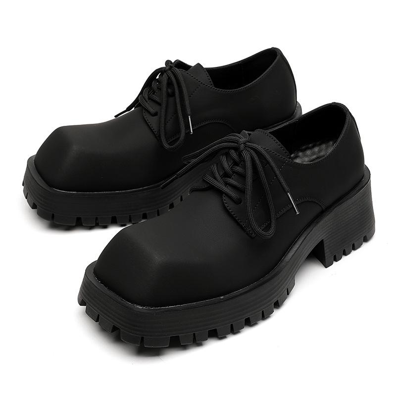 Paris Mickey Derby shoes versatile casual leather shoes platform heightening black high-end big head men's shoes 58865-A