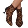 Damer Leopard Ankelstövlar Spetsig Tå Sexiga Klackar Höst Kort Plyschskor Trend Vinter Mocka Snöstövlar Dam Festpumps