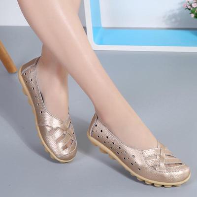 Damlöparskor i läder för kvinnor, körskor, mockasiner, bekväma ballerinaskor, vardagliga slip-on, plusstorlek, promenadskor, minimalistiska, graviditetsskor för kvinnor