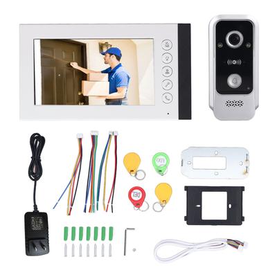 Smart Video Doorphone 7 Inch Touch Screen IC Card Unlock Night Vision Waterproof Home Intercom HD