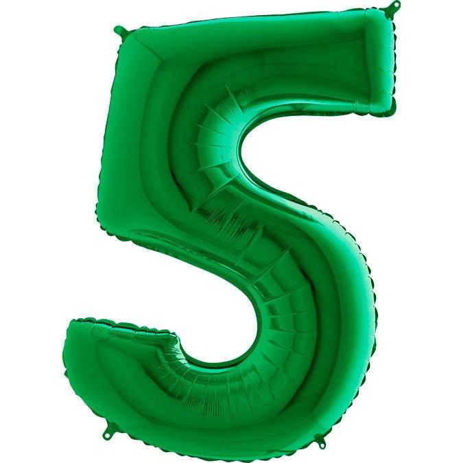Groene Folieballon Cijfer 5 - 102 Cm Grabo