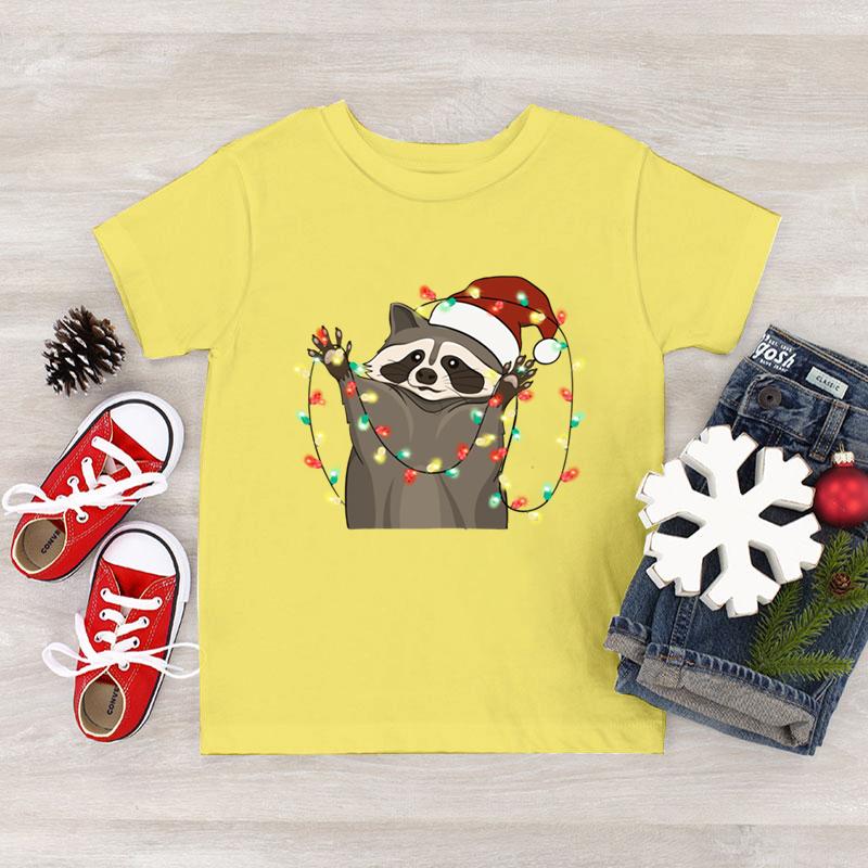 3D Print Cute Raccoon T Shirt for Kids Christmas Animal Pattern T-Shirts Fashion Raccoon Lover Short Sleeve Boy Girl Tops Tees