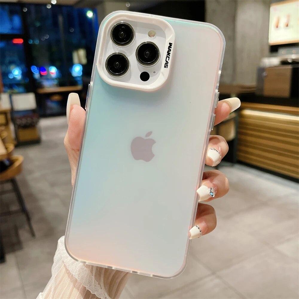 Luxus Laser Glitzer Farbverlauf Bunt Klar Matt Hülle für IPhone 15 11 12 13 14 Pro Max XR XS X Harte Acryl stoßfeste Abdeckung