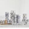 6cm/8cm Silver-Toned Hand-Painted Christmas Ornaments - Decorative Plated Balls for Holiday and Hotel Windows