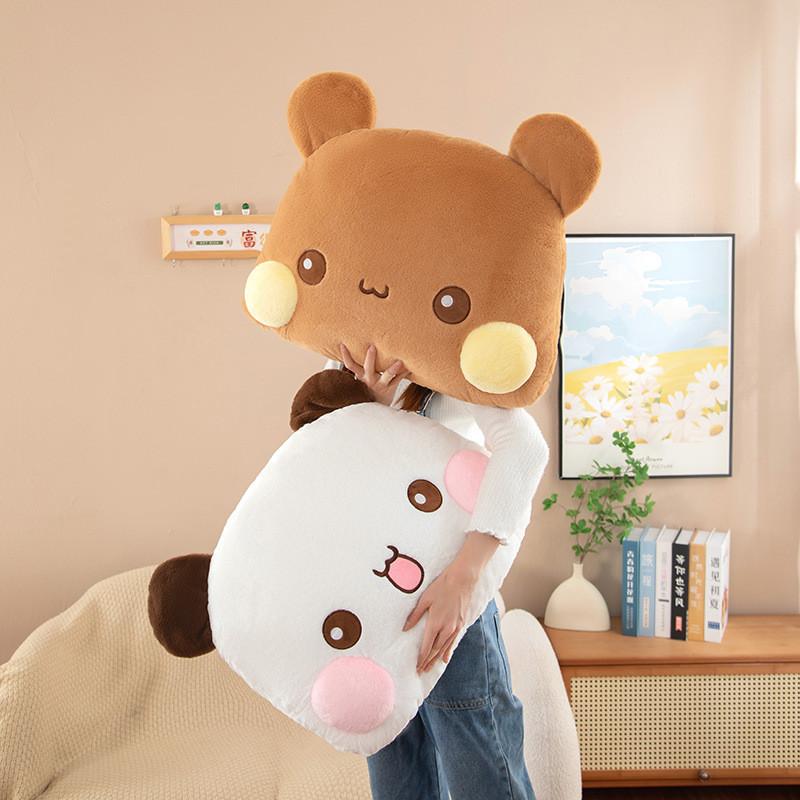 Cute Two Bubu Plush Bear Pillow Cozy Short Plush Stuffed Animal For Kids Room