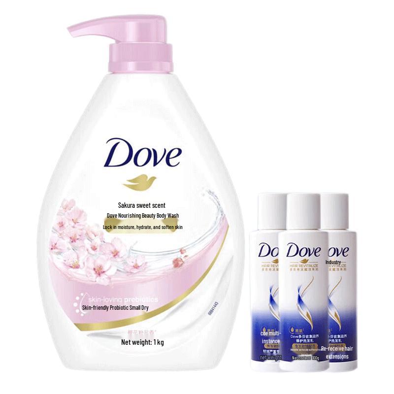 DOVE Cherry Blossom Nourishing Body Wash & Shampoo Set