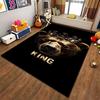 Bear with Crown Printed Carpet - Black Background with "King" Text Suitable for use as an anti-slip for living room bedroom sofas