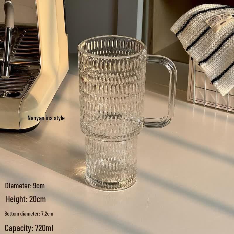 Qiwei Jumbo Glass Straw Cup with Handle & Lid