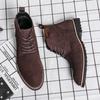 Men Retro Chelsea Boots  Pointed Second Layer Cowhide European Style Outdoor Training Business Ankle Boots Size 38-45 Men Boots