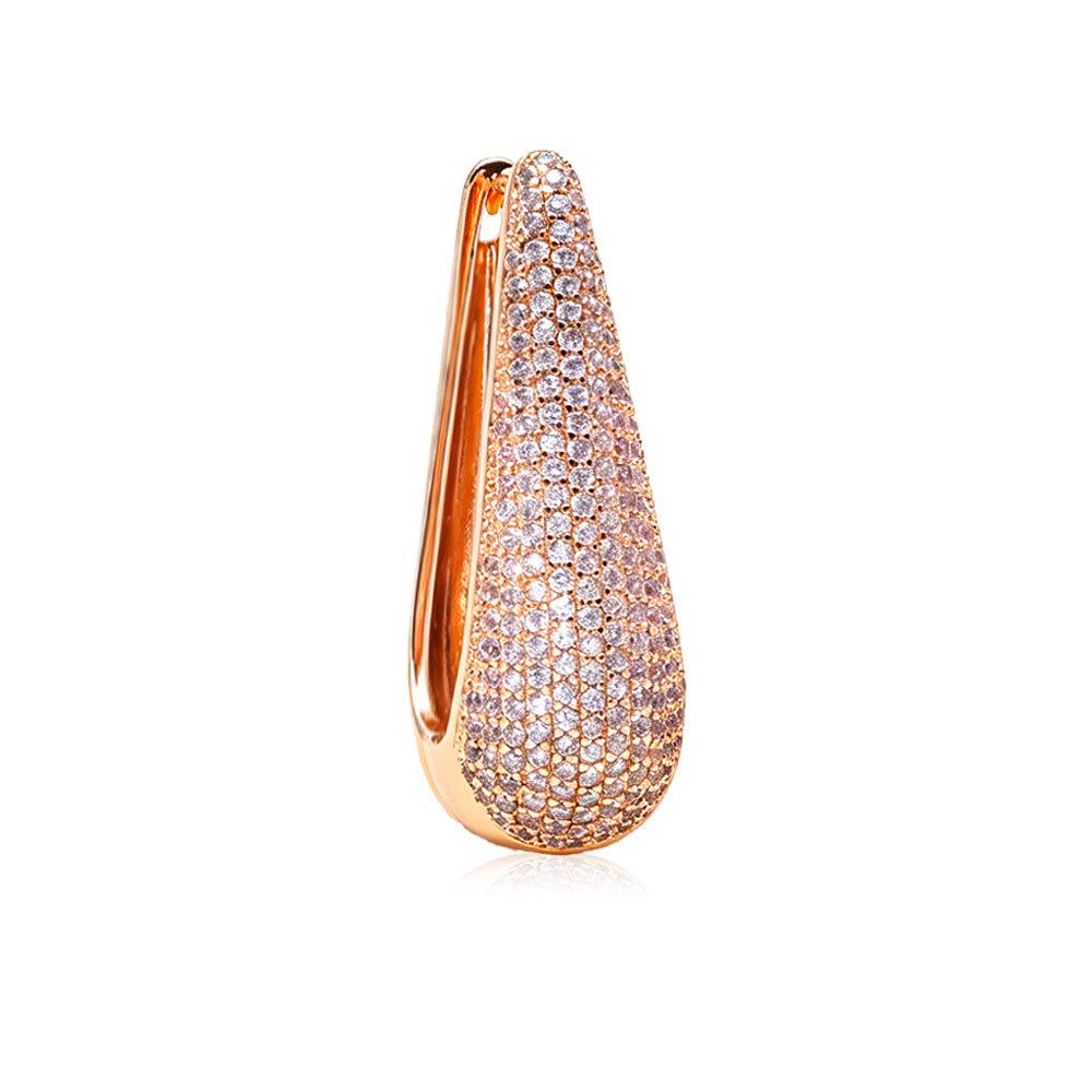 18K Gold-Plated Elegant Zircon Ear Studs - European & American Style Accessories