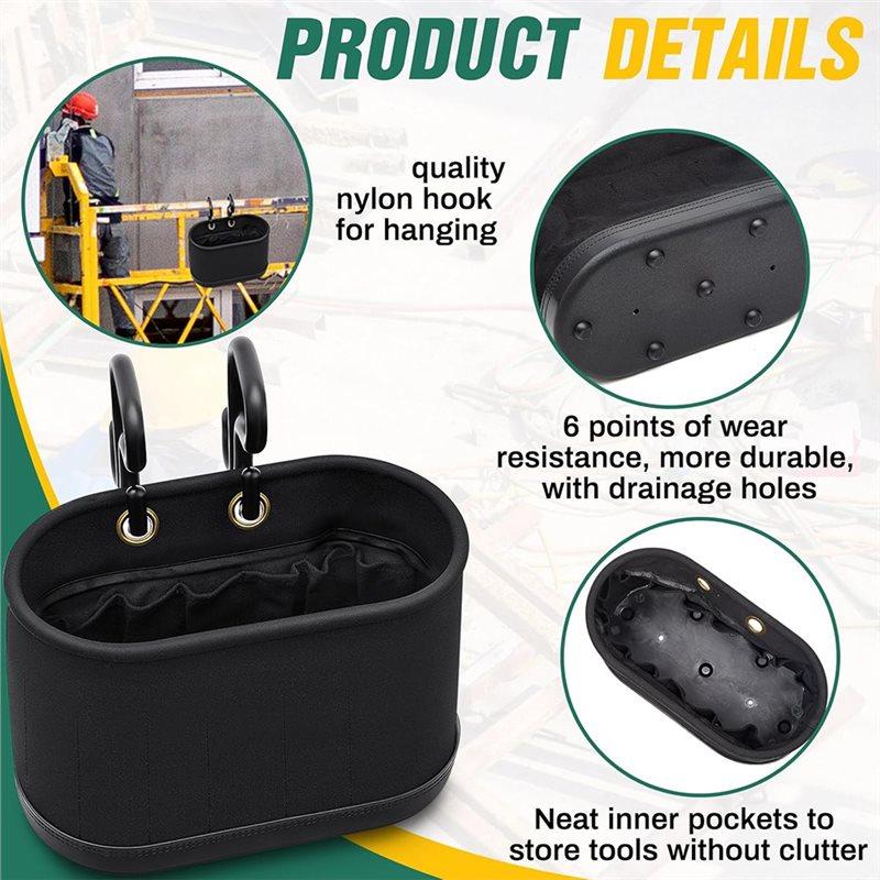 B97A-Canvas Bucket Bag With Hooks Aerial Oval Lineman Tool Bucket With 15 Pockets For Industrial Maintenance Tool Organizer