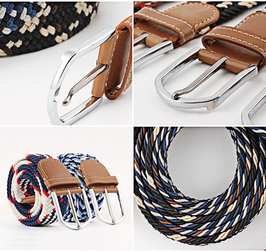 [VPbao] Canvas Belt, Simple Mesh Belt, Highly Elastic, Unisex, Free Size Belt, Braided Belt, White Green + Coffee Color
