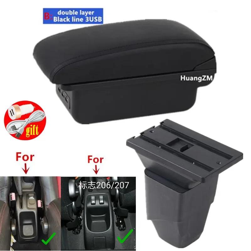 For Peugeot 206 Armrest box For Peugeot 206 207 CC Cabrio Armrest Box Central storage Box Retrofit Interior Car Accessories