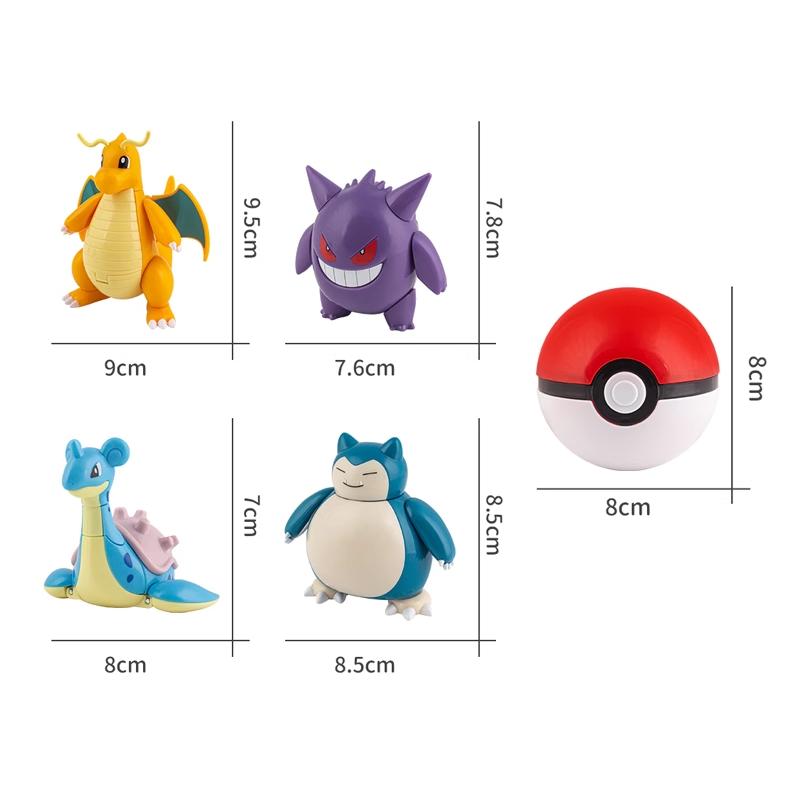 Figures Toys Pocket Monsters Ball Model Pikachu Gengar Pokeball Dragonite Snorlax Pokeball Action Figures Toy