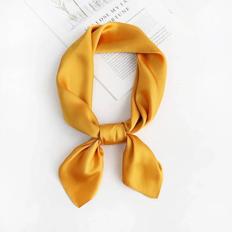 70cm Solid Color Simple Silk Scarf Women Imitation Silk Fashion Versatile Headwear Bag Accessories Clothing Square Scarf