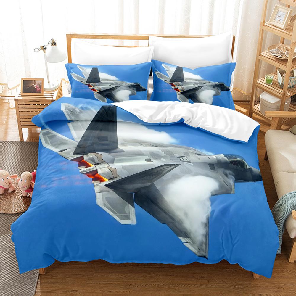 3D Jet Fighter Battle Plane  F-22 Bedding Sets Duvet Cover Set With Pillowcase Twin Full Queen King Bedclothes Bed Linen