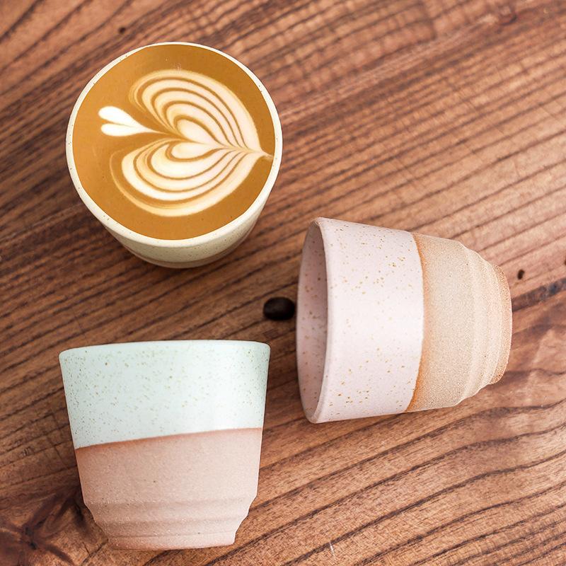 Concentrated Ceramic Coffee Cup American Latte Latte Flower Cup Coarse Pottery Retro Kung Fu Teacup