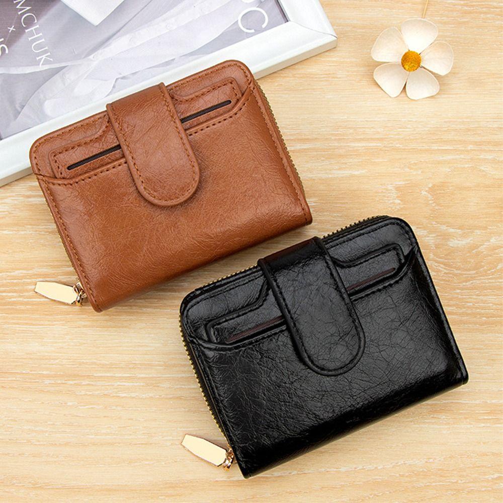 Fashion Zipper Short Wallet Waterproof Integrated Coin Purse High-end Stationery Bag Card Storage
