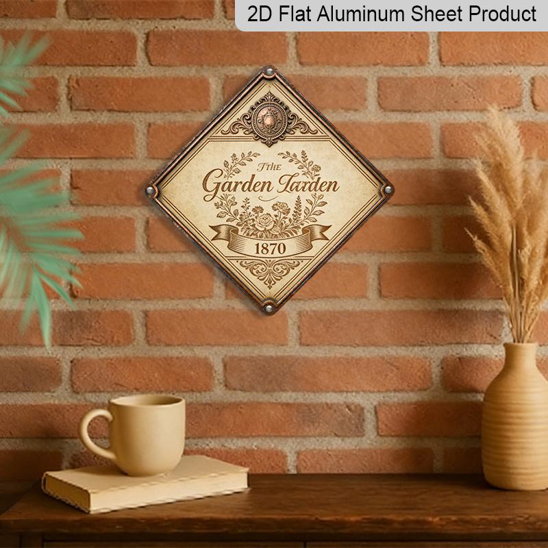 2D Flat 1pc, Vintage Garden Theme, Decorative Gift for Mother, Vintage Metal Aluminum Sign, Suitable for Garden, Living Room, Balcony, Sunroom, Study