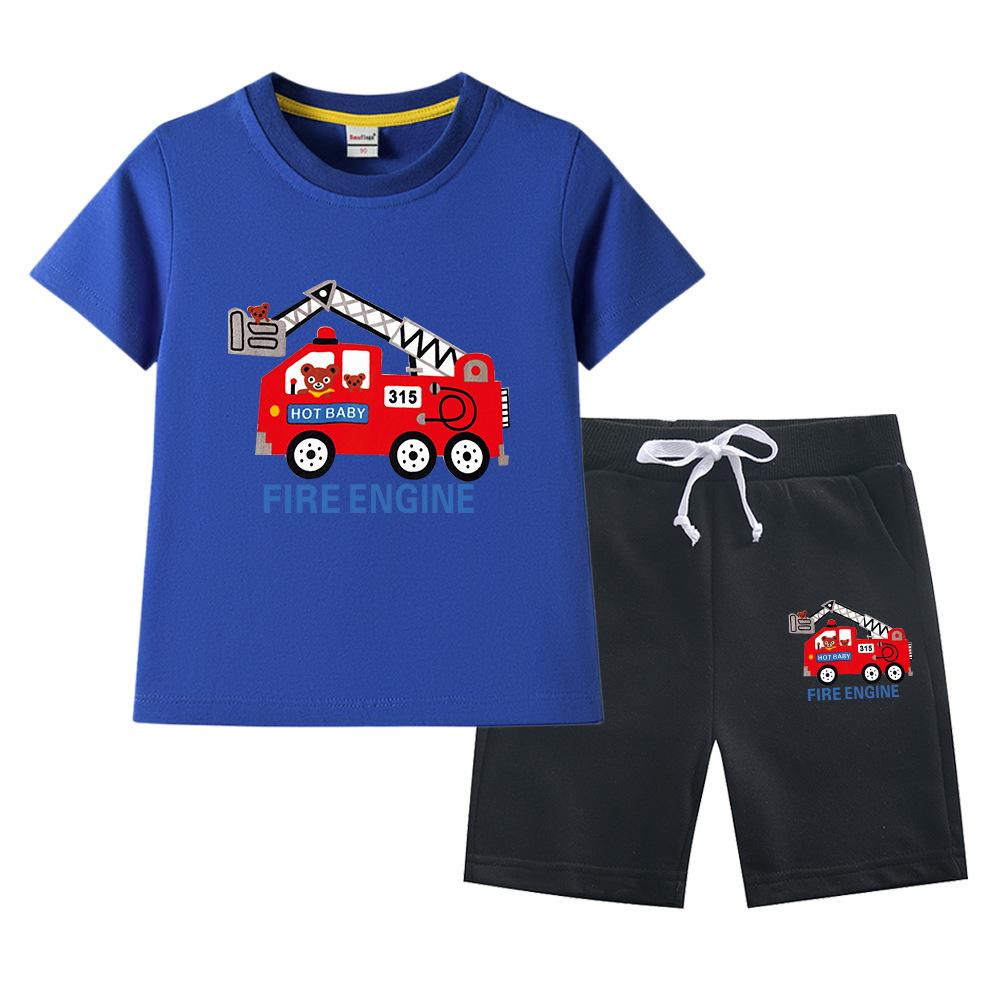 Boys' Summer 2023 Loose Short-Sleeve Shorts Two-Piece Set for Kids