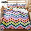 Moderne Geometrische Bettbezug Blau Weiß Gestreift Wellenförmige Kreise Polyester Bettwäsche Set Doppel Queen King Size