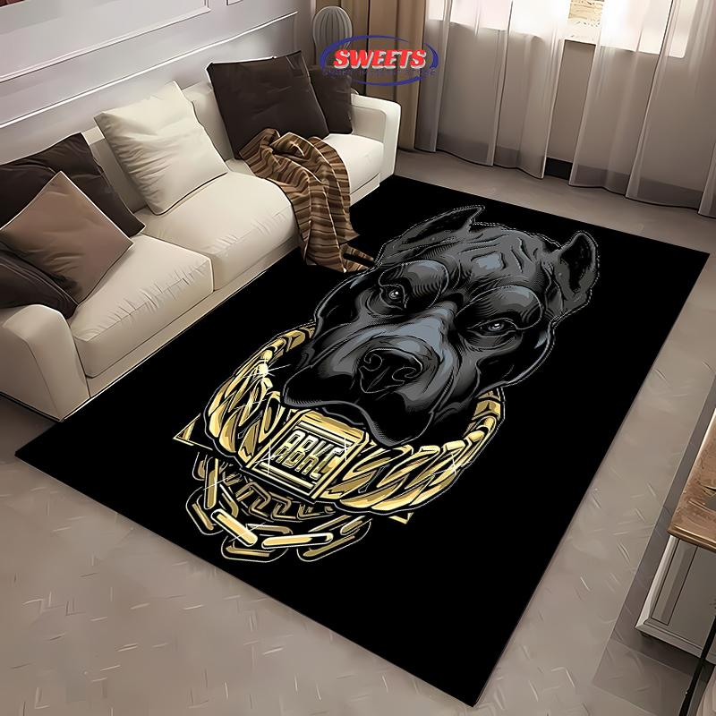 

ABKC Rug for Bedroom Dog Theme Carpet for Teens Office Area Large Decor Black Carpet for Dining Living Room Playroom Floor Mat 40x60cm