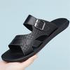 Slippers for Men 2025New Casual Slipper Summer Open Toe Beach Shoes Outdoor Non-slip Flat Slides Lightweight PU Leather Slippers