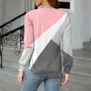 Women's Tops Long Sleeves Cuffs Button Shirt V Neck Casual Loose Tee Plaid, Patchwork Color Tops