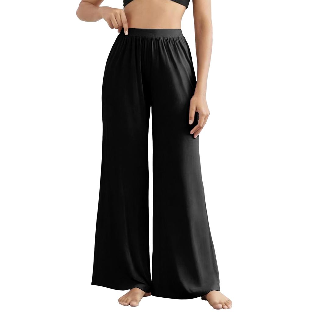 Women's Fashionable Casual Home High,waisted Wide,leg Trousers With A Flowing Drape.