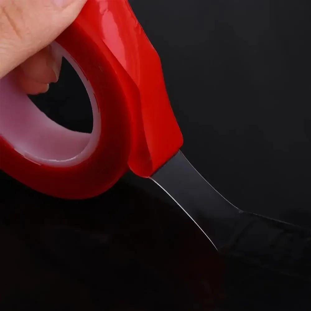 3Meters/Roll PET Red Film Double Sided Tape 6-50mm Width Strong Self Adhesive Sticker Tape No Trace Clear Fixed Pasted Tapes