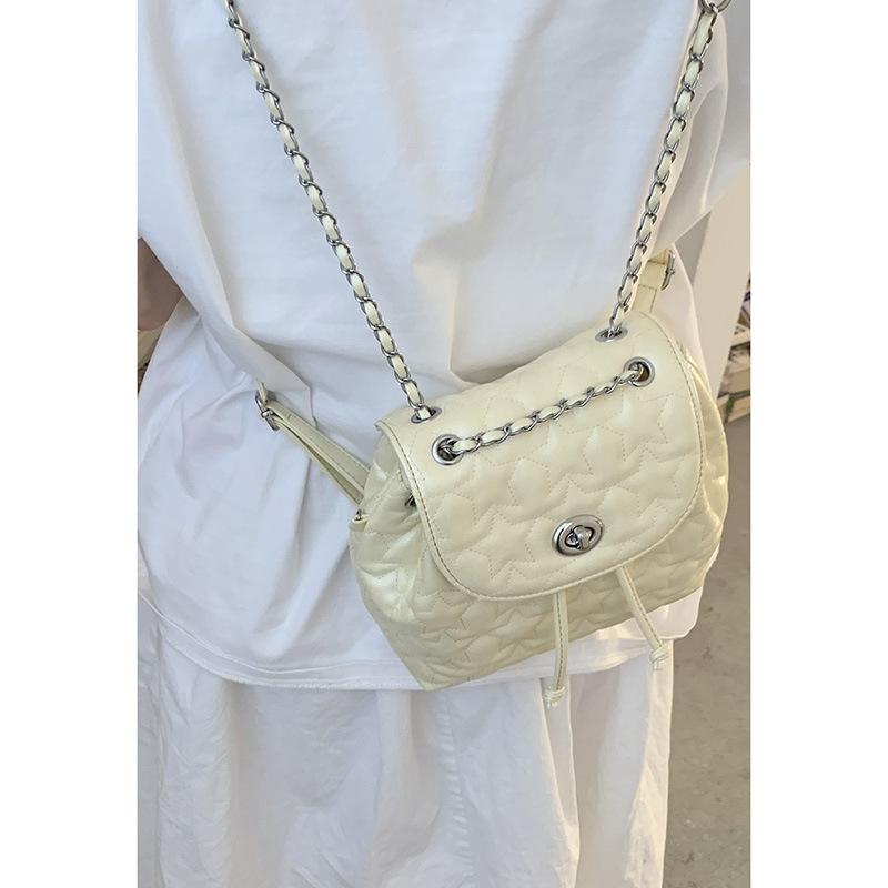 Korean Xiaoxiangfeng Diamond Chain Backpack Bag Women's 2025 New Fashion Versatile Korean Version Casual Bucket Bag