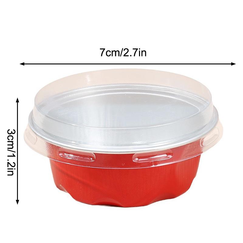 10 Pcs 50Ml Temperature Resistance Reusable Aluminum Foil Baking Cups With Lid Small Pudding Tart Tins Pastry Baking Tools Set