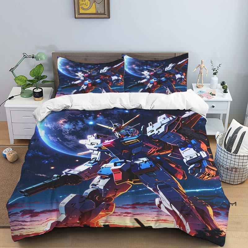 Cartoon/Anime Mobile Suit Gundam-Themed Printed Bedding Set: This soft and comfortable set includes a duvet cover and pillowcase
