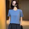 Damen Plus Size Baumwolle Kurzarm Rundhals T-Shirt - Schlankmachend, Lockerer Schnitt, Unifarbene, Sommer Bauchabdeckung (2026 Neu)